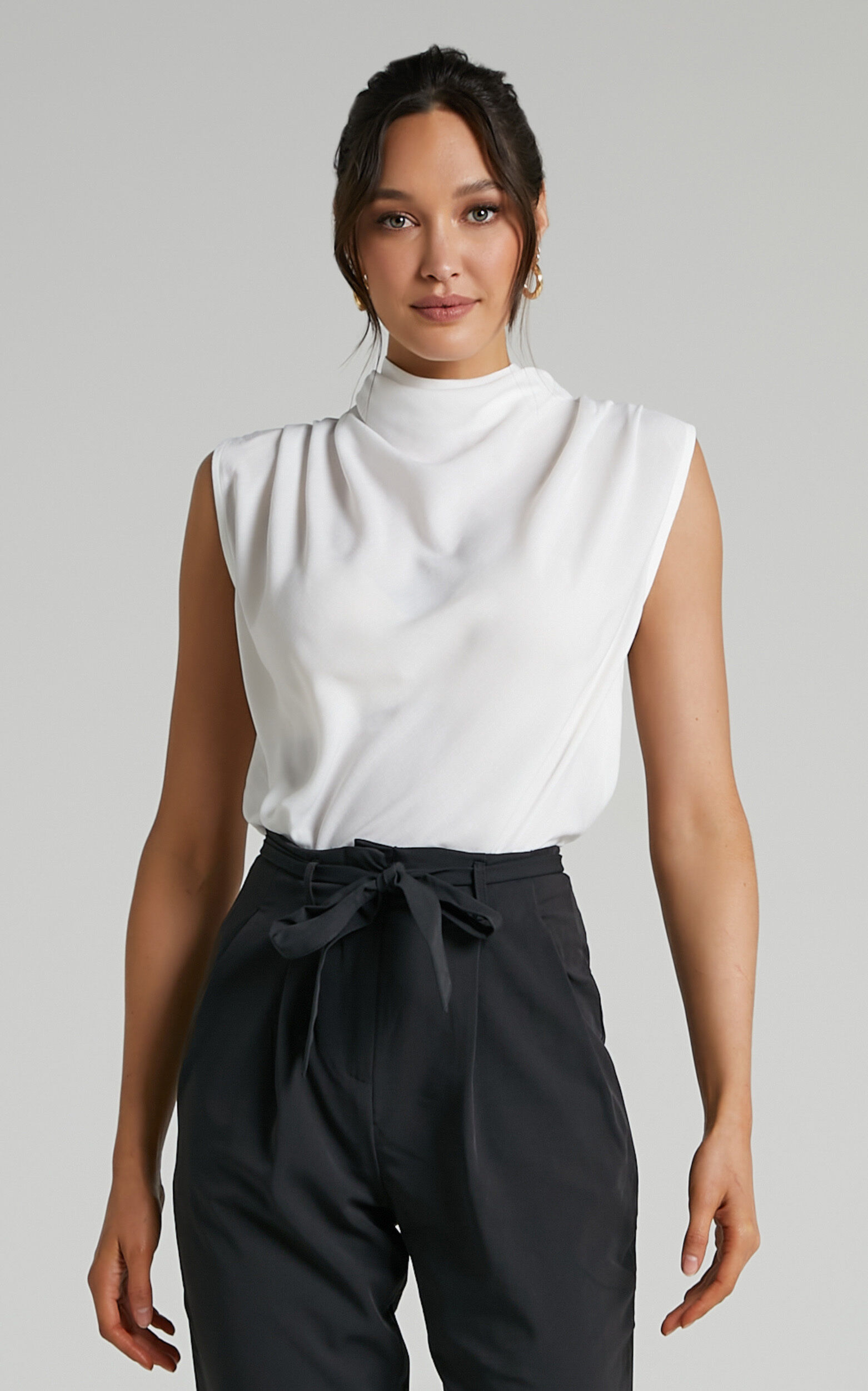 White high sales neck sleeveless top