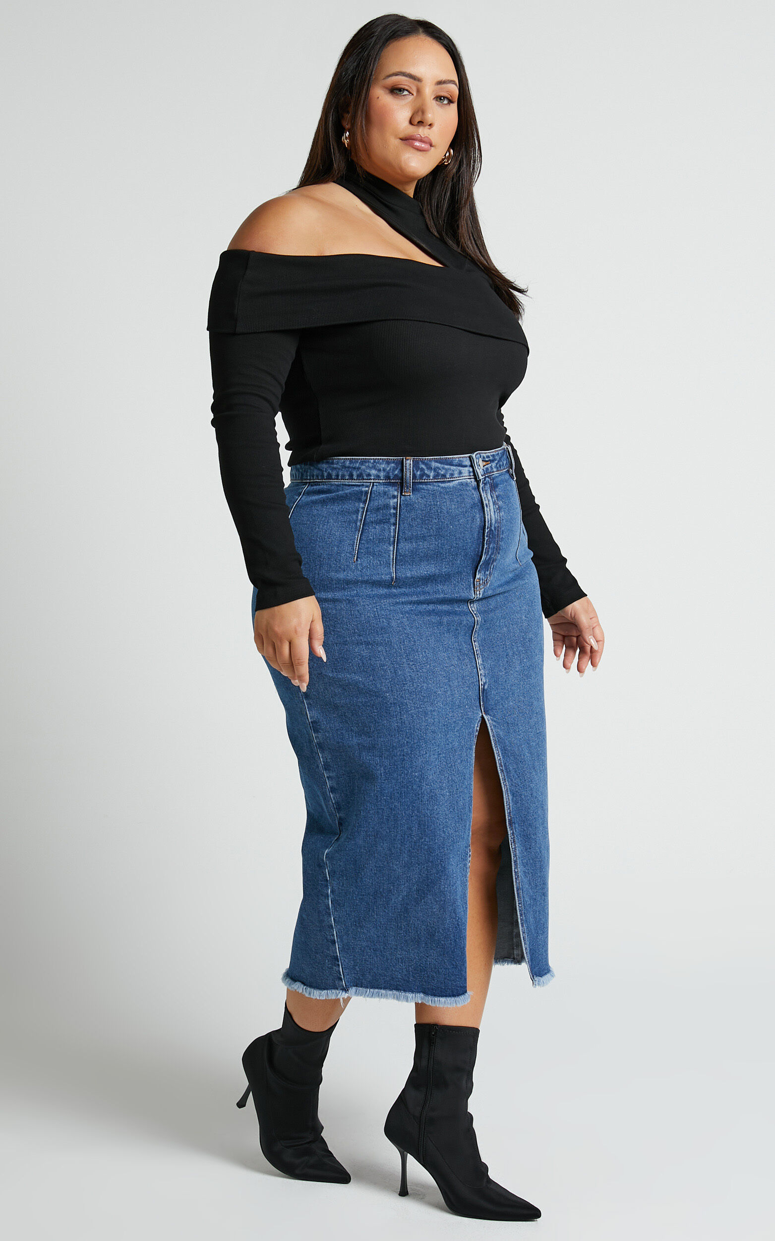 Navy denim skirt online