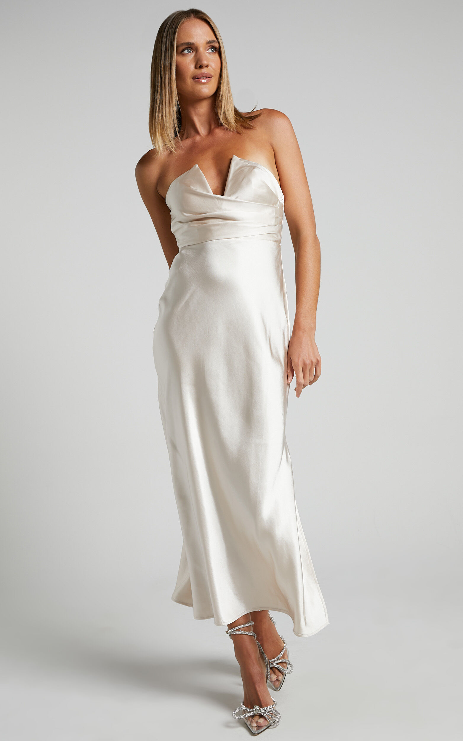 Satin midi dress champagne shop