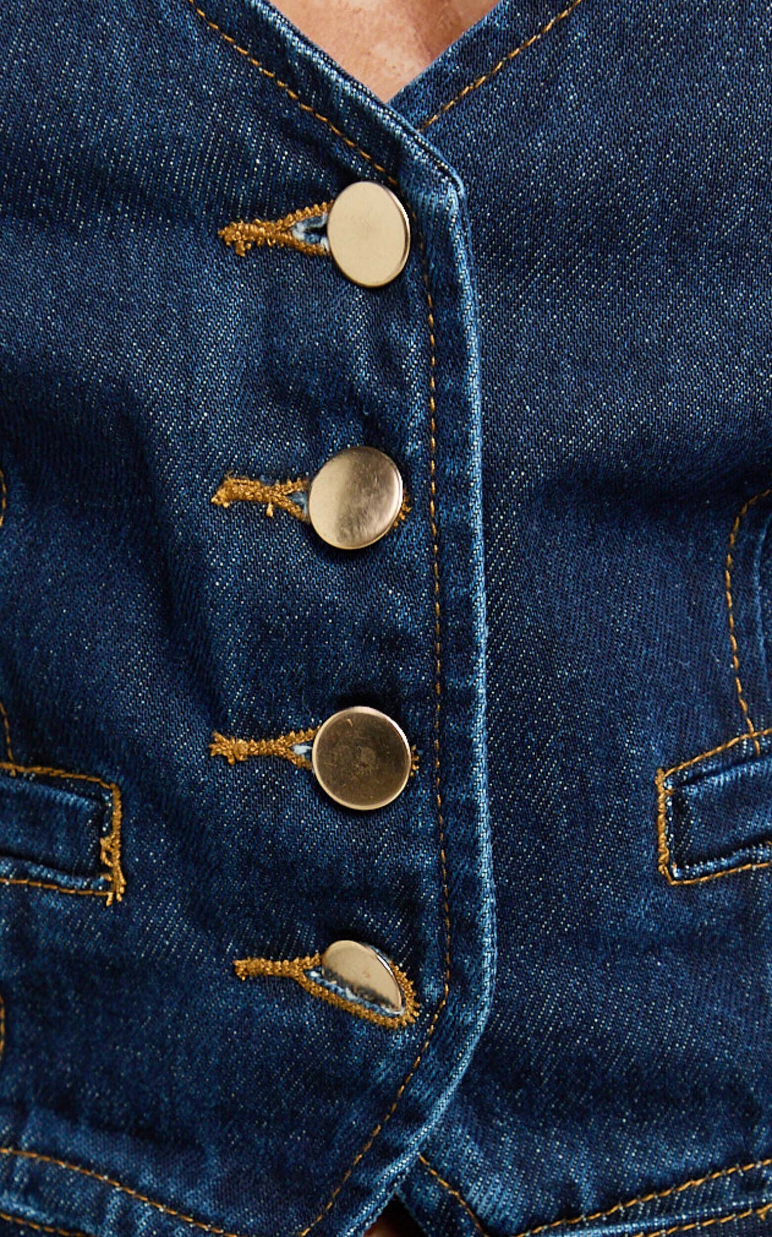 Walton Vest - Halter Neck Button Down Crop Recycled Denim