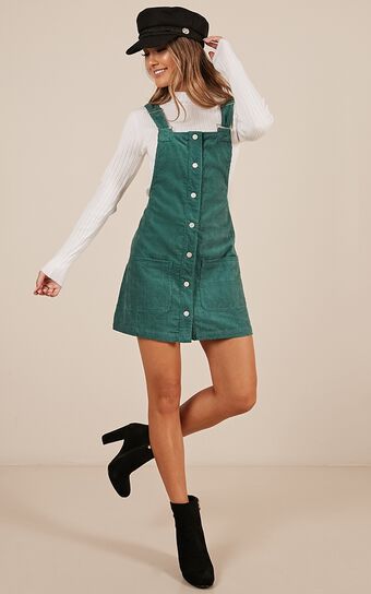 Gap Year Overall Dress In Green Cord