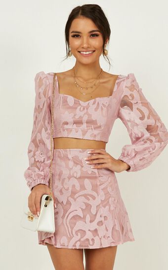 Fool You Two Piece Set In Blush