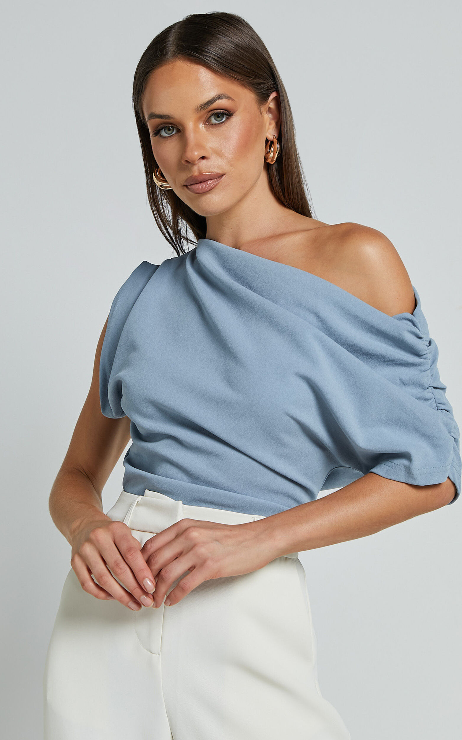 Nalfie Top - Asymmetrical Top in Pastel Blue - 04, BLU4