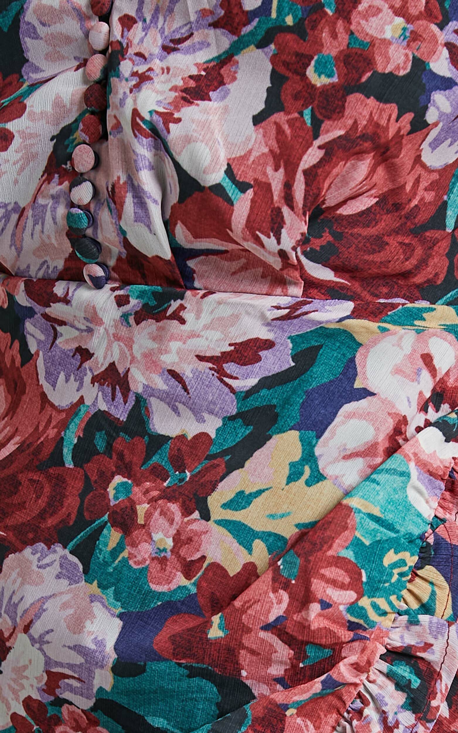 Andire Long Sleeve Frilled Hem Wrap Dress in Amorous Floral