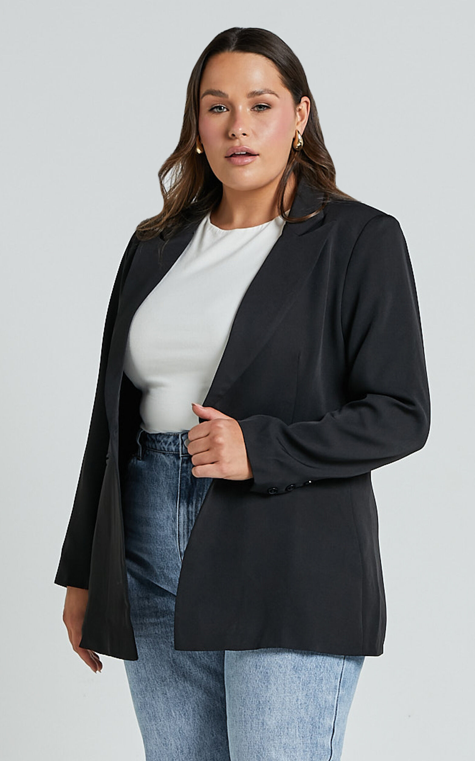 Hermie Blazer - Single Breasted Blazer in Black | Showpo USA