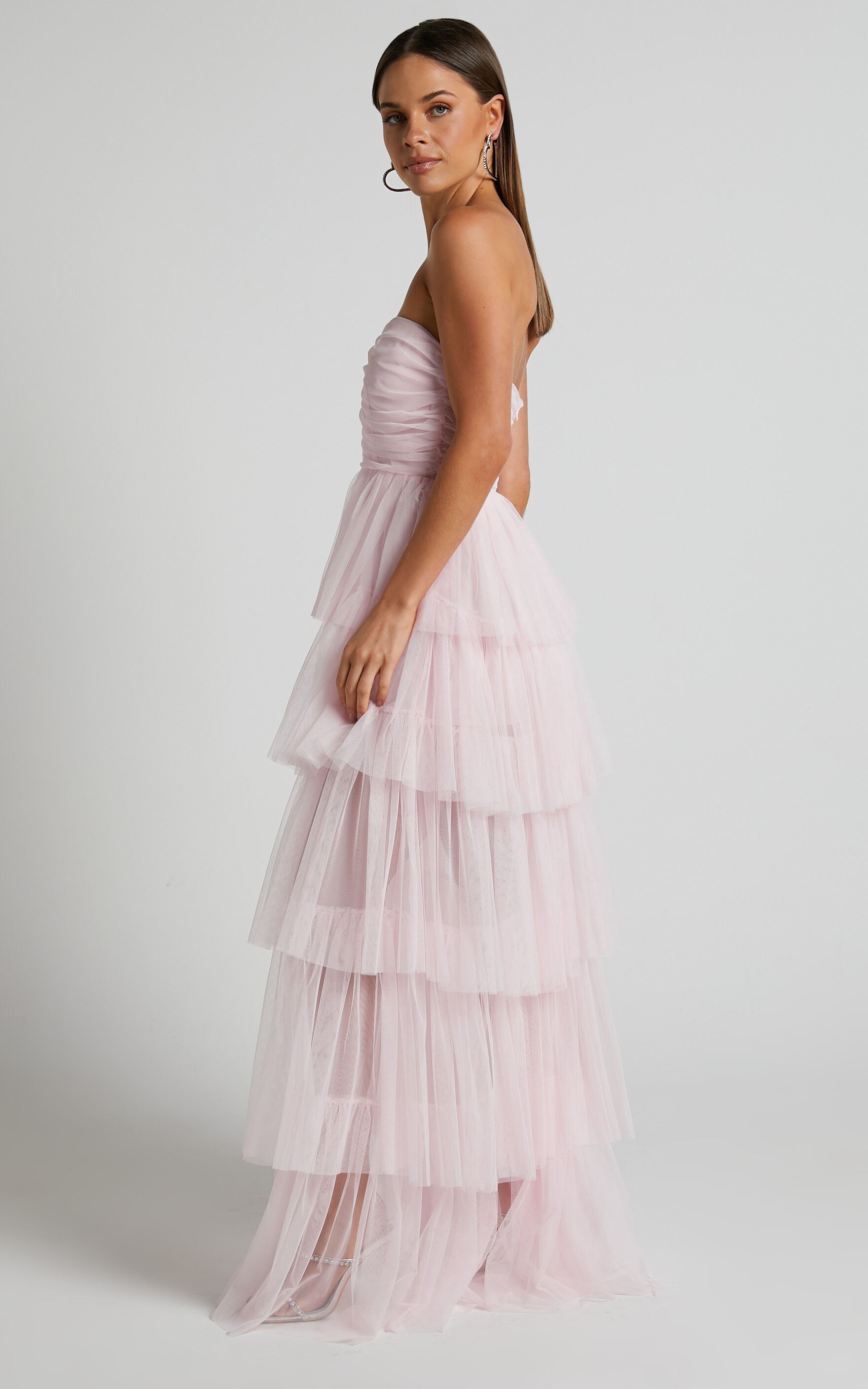 Pink tulle maxi dress new arrivals