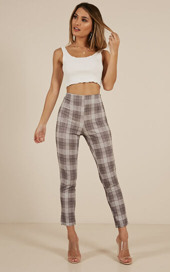 Only A Feeling Jeggings In Grey Check