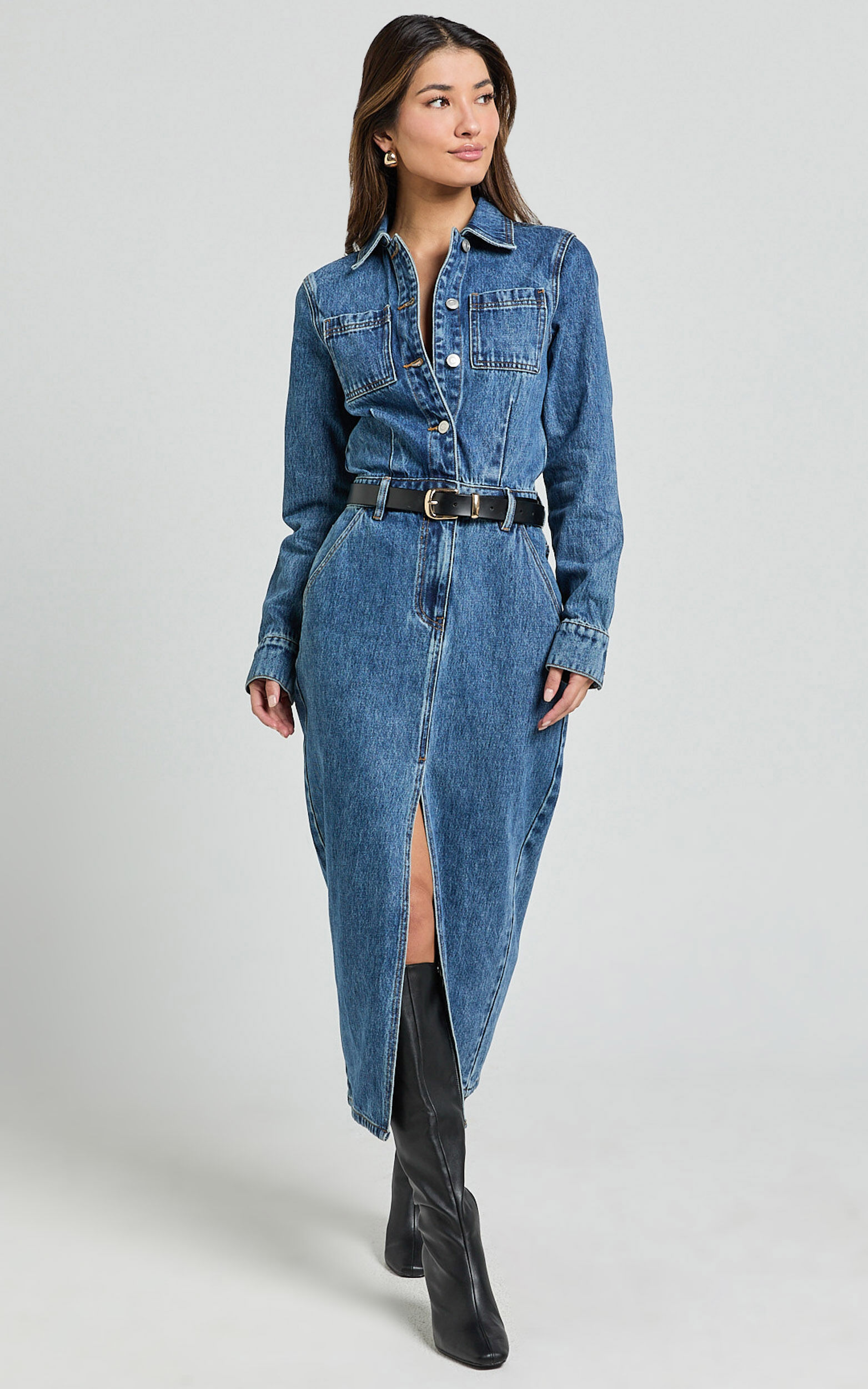 Long shirt denim dress hotsell