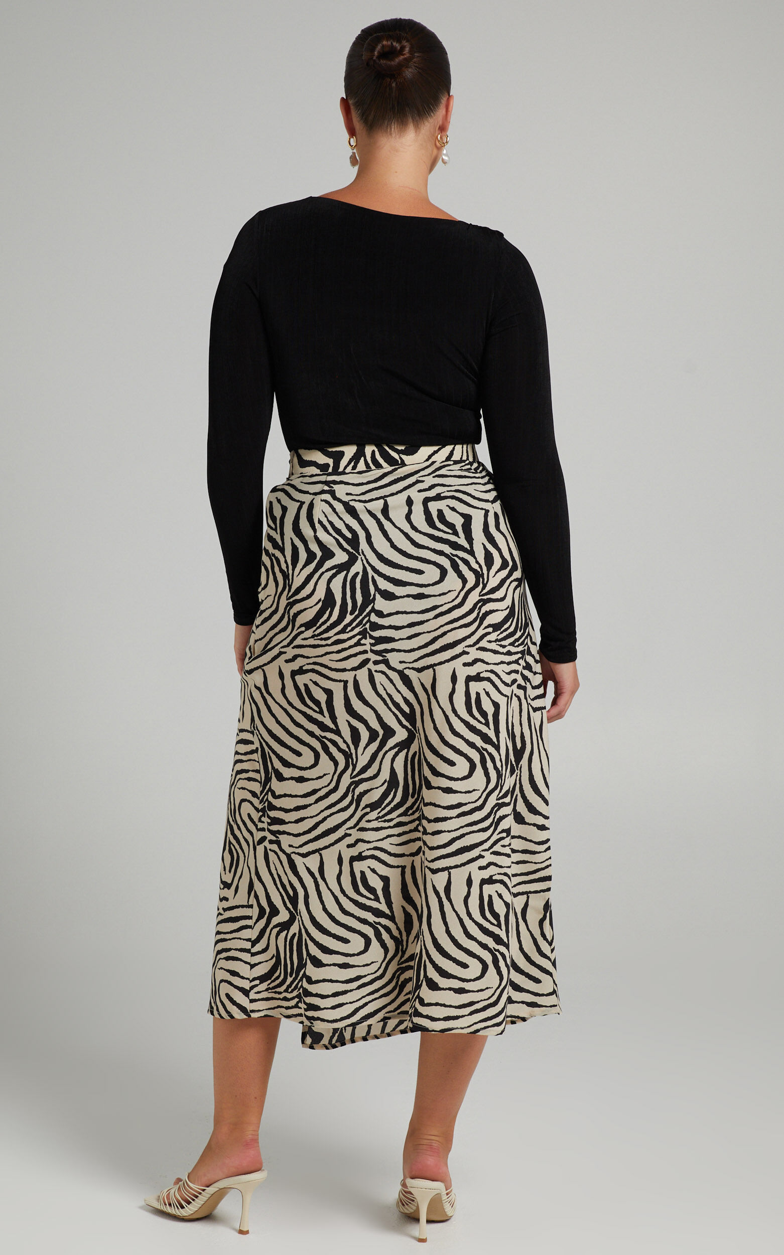 Trecia Wrap Midi Skirt in Zebra Print Showpo USA
