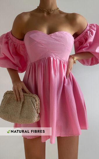 Amalie The Label - Cielio Linen Blend Paneled Bust Mini Dress in Pink