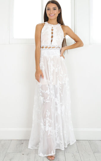 The Wanderer Maxi Dress In White Lace