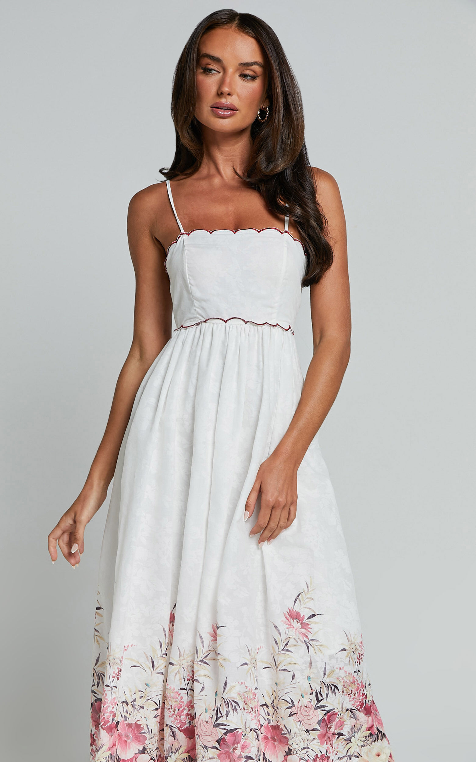 White spaghetti strap midi dress on sale