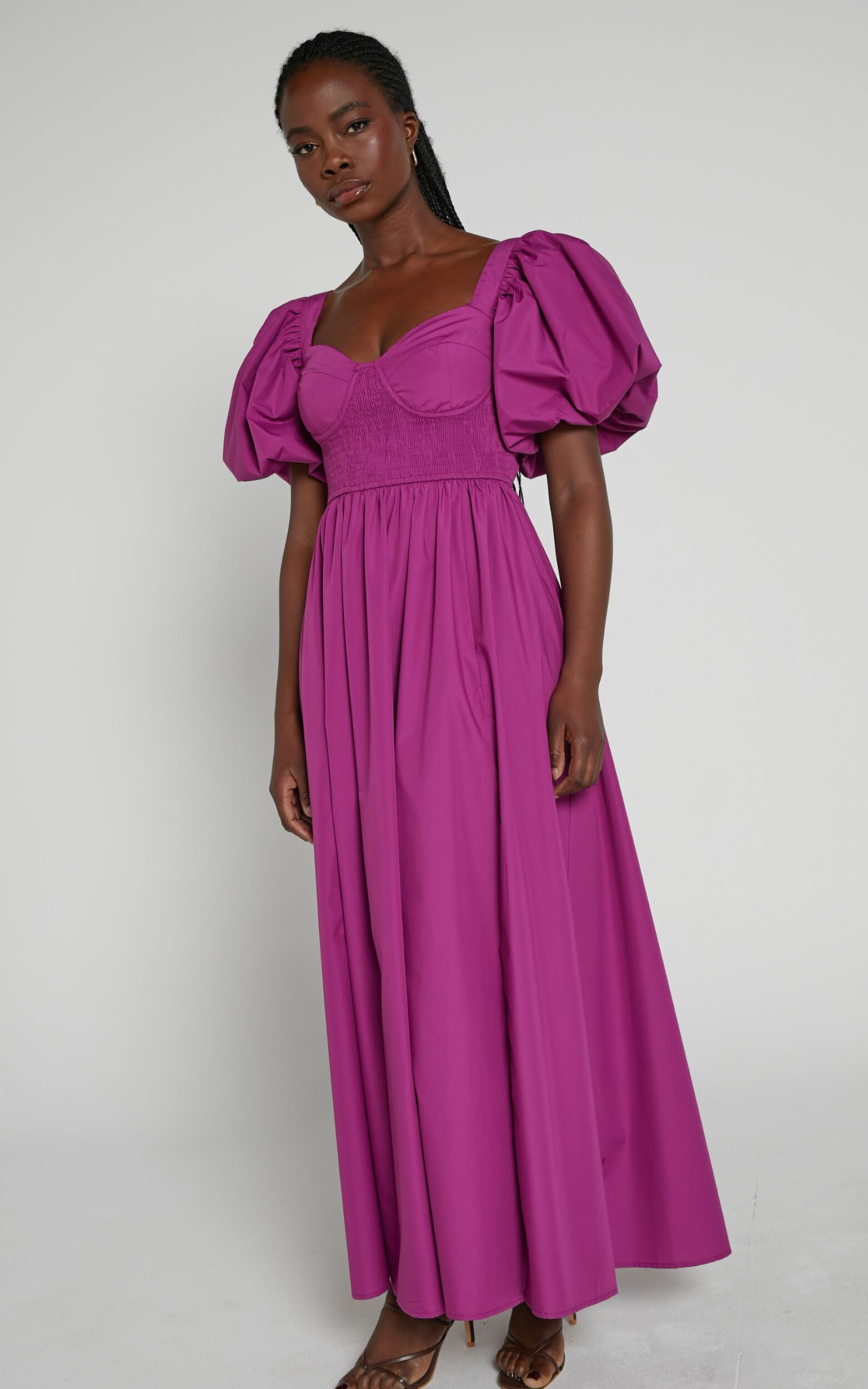 Shirred puff sleeve dress new arrivals