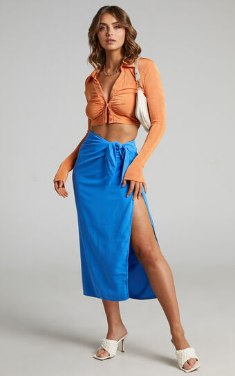 LIONESS - FRENCH KISS TWIST SKIRT in Blue