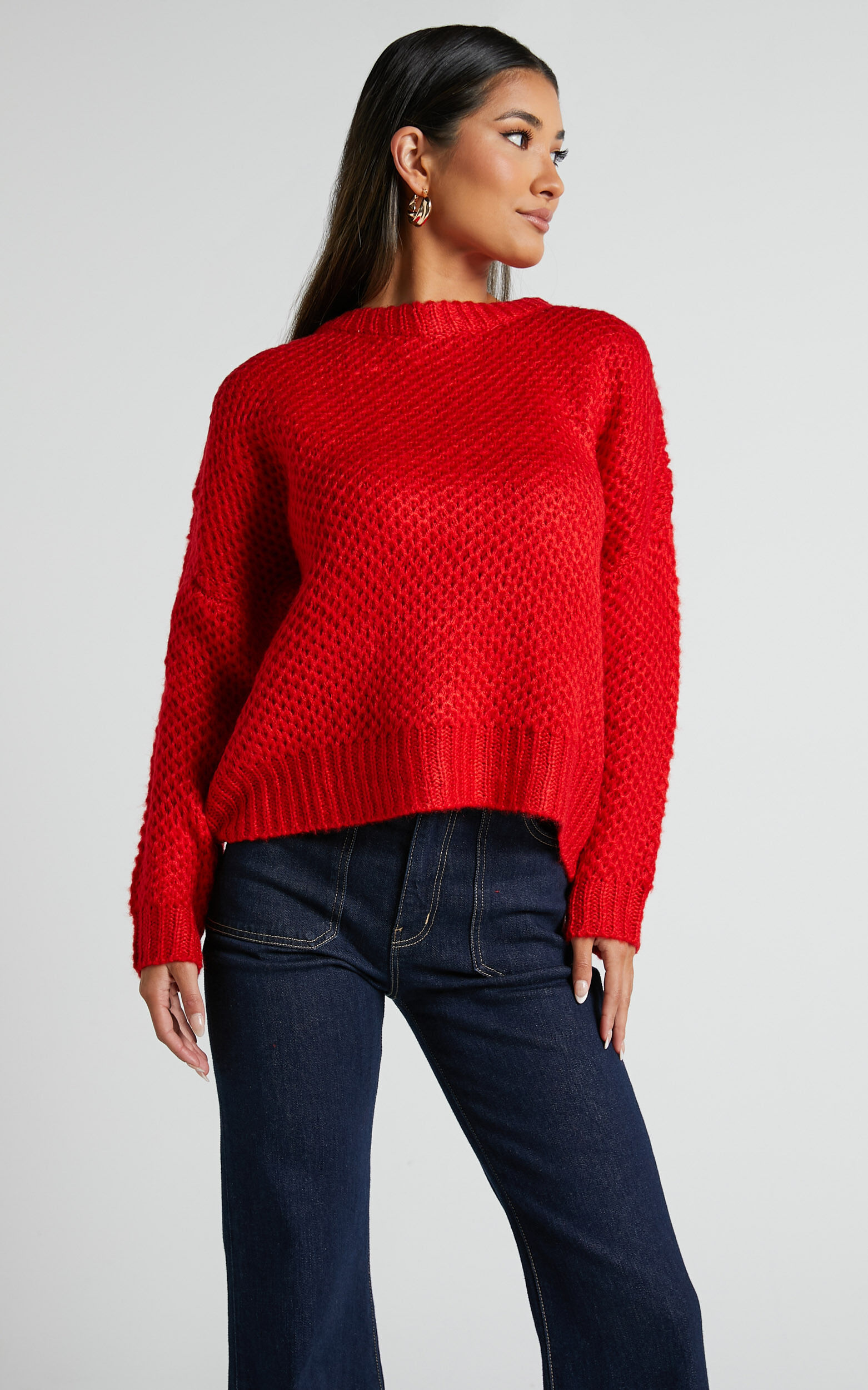 Snuggle Up Jumper Knit Jumper in Red
