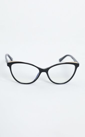 Quay - Please Advise Blue Light Glasses in Black / Clear Blue