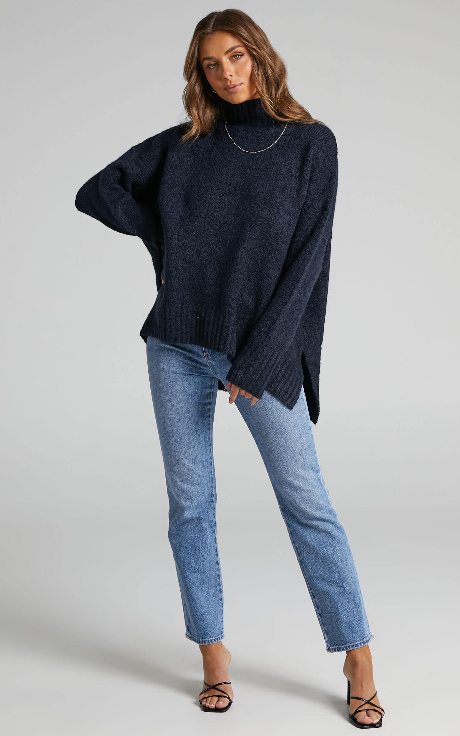 Navy turtle discount neck jumper