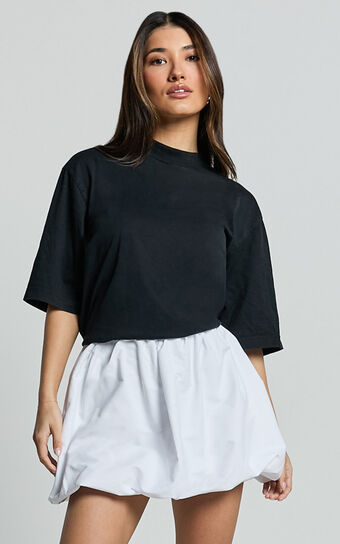 Abbey Mini Skirt - Bubble Hem Skirt in White