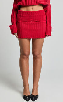 SNDYS The Label - Brooks Mini Skirt in Cherry