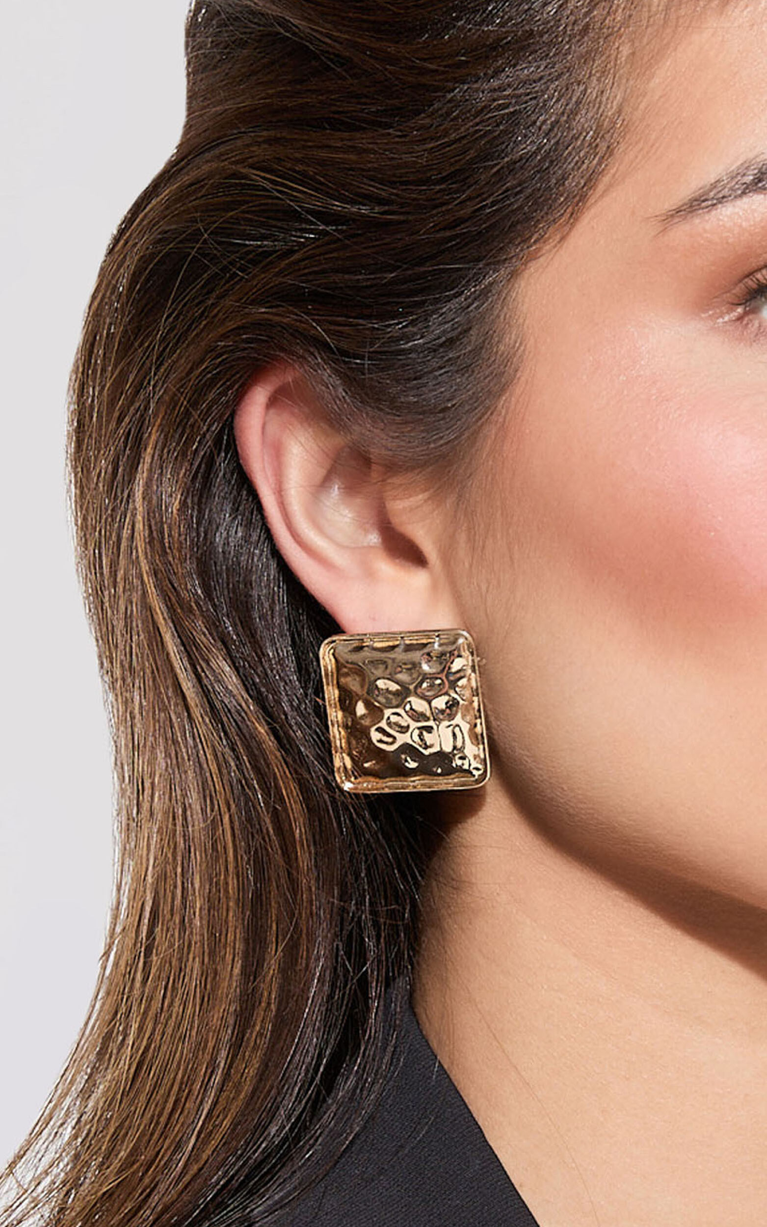 Dakota Earrings - Statement Distressed Square Earrings in Gold - NoSize, GLD1