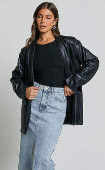 Samanfa Jacket - Faux Leather Jacket in Black