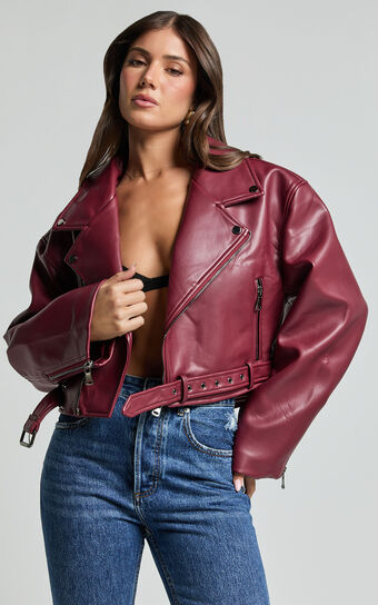 Lioness - Staten Island PU Jacket in Mulberry