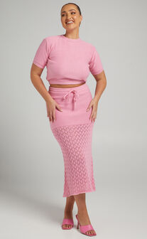 Rue Stiic - Paloma Knit Midi Skirt in Pink