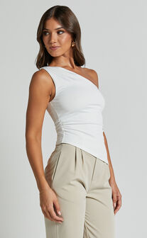 Maria Top - One Shoulder Asymmetrical Top in White