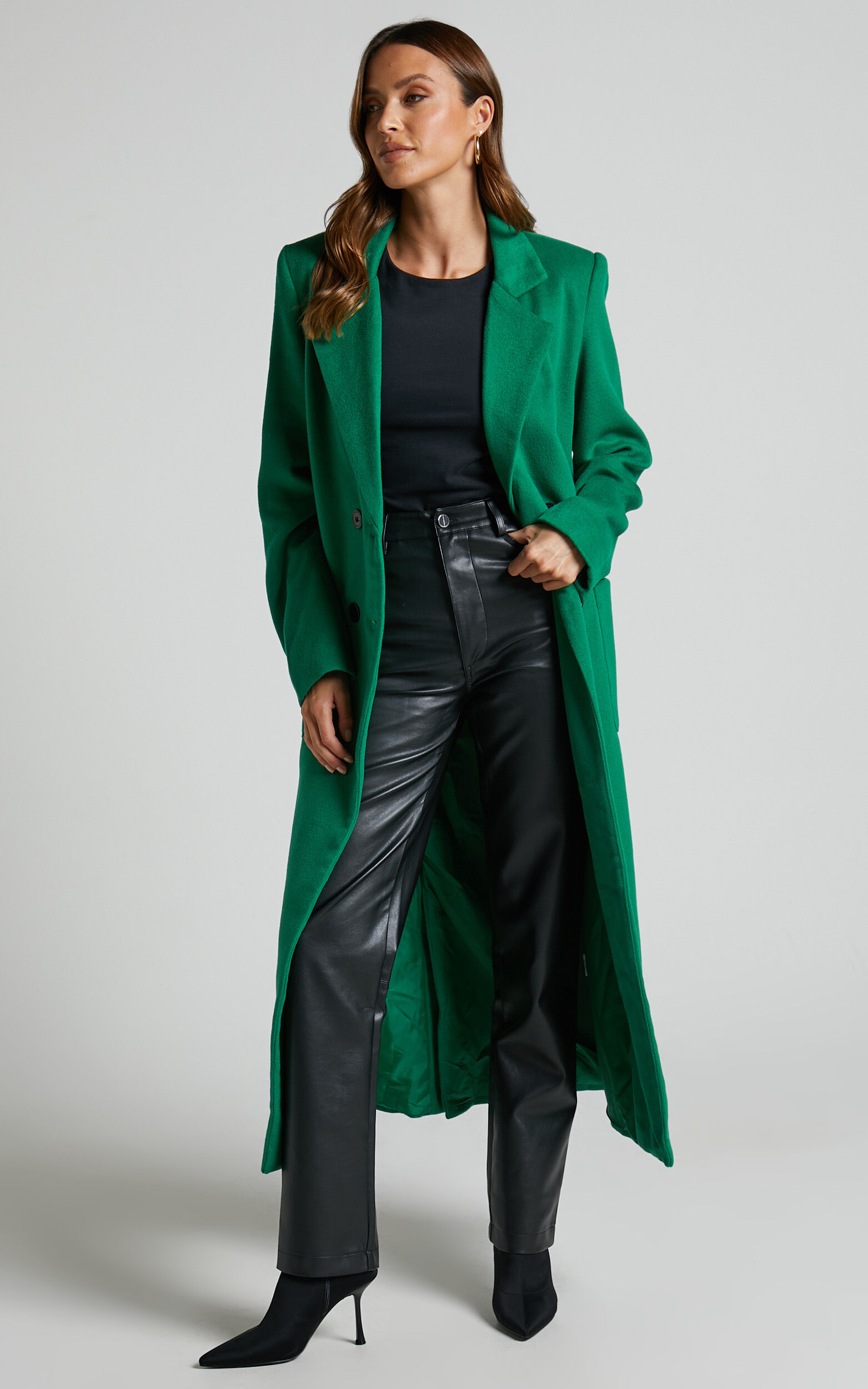 Green new arrivals longline coat