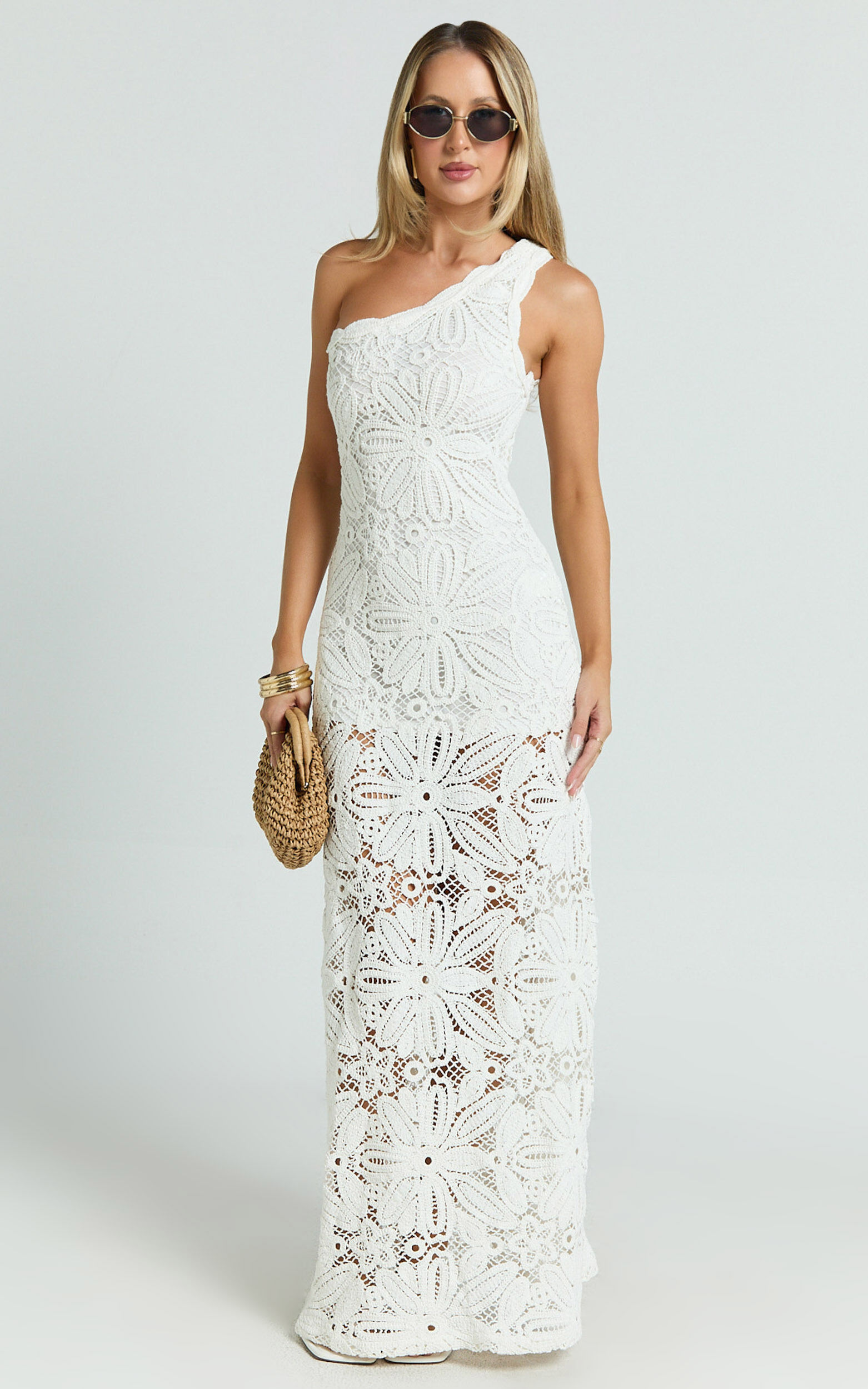 Charlene Maxi Dress - Crochet Knitted One Shoulder Maxi