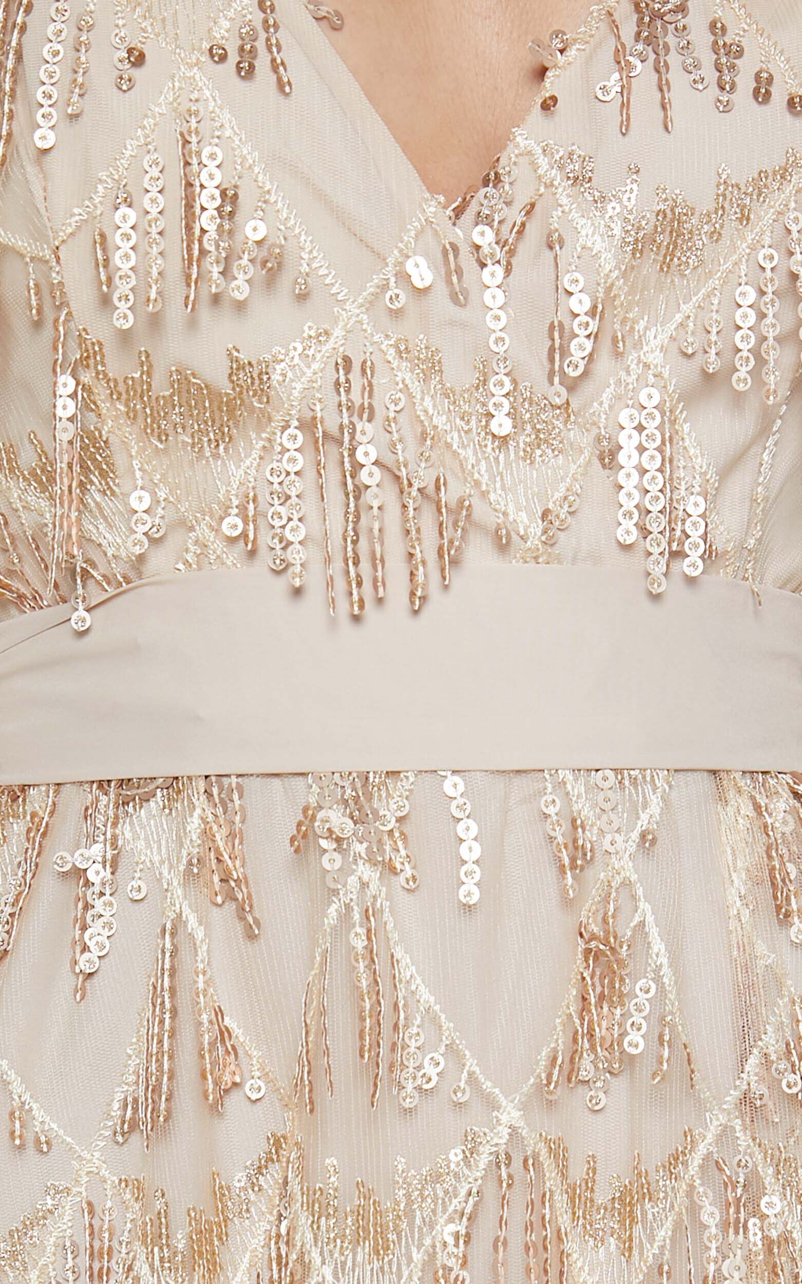 Gold fringe store sequin midi dress