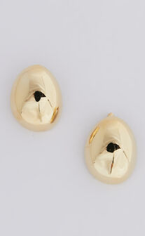 Gail Earrings - Raised Dome Shape Earrings in Gold