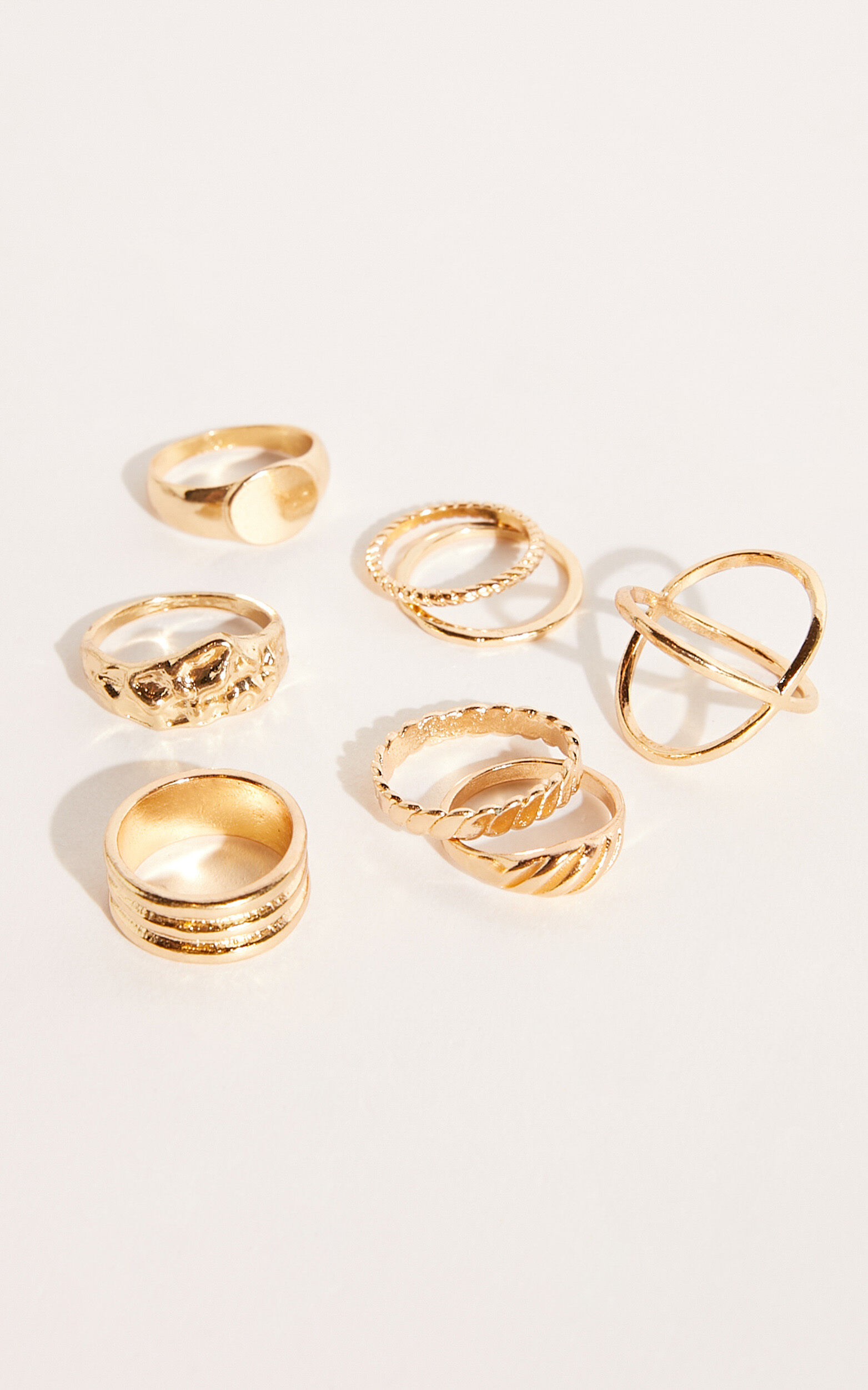Aizhia Mixed Signet Ring Set - Pack of 8 in Gold - NoSize, GLD1