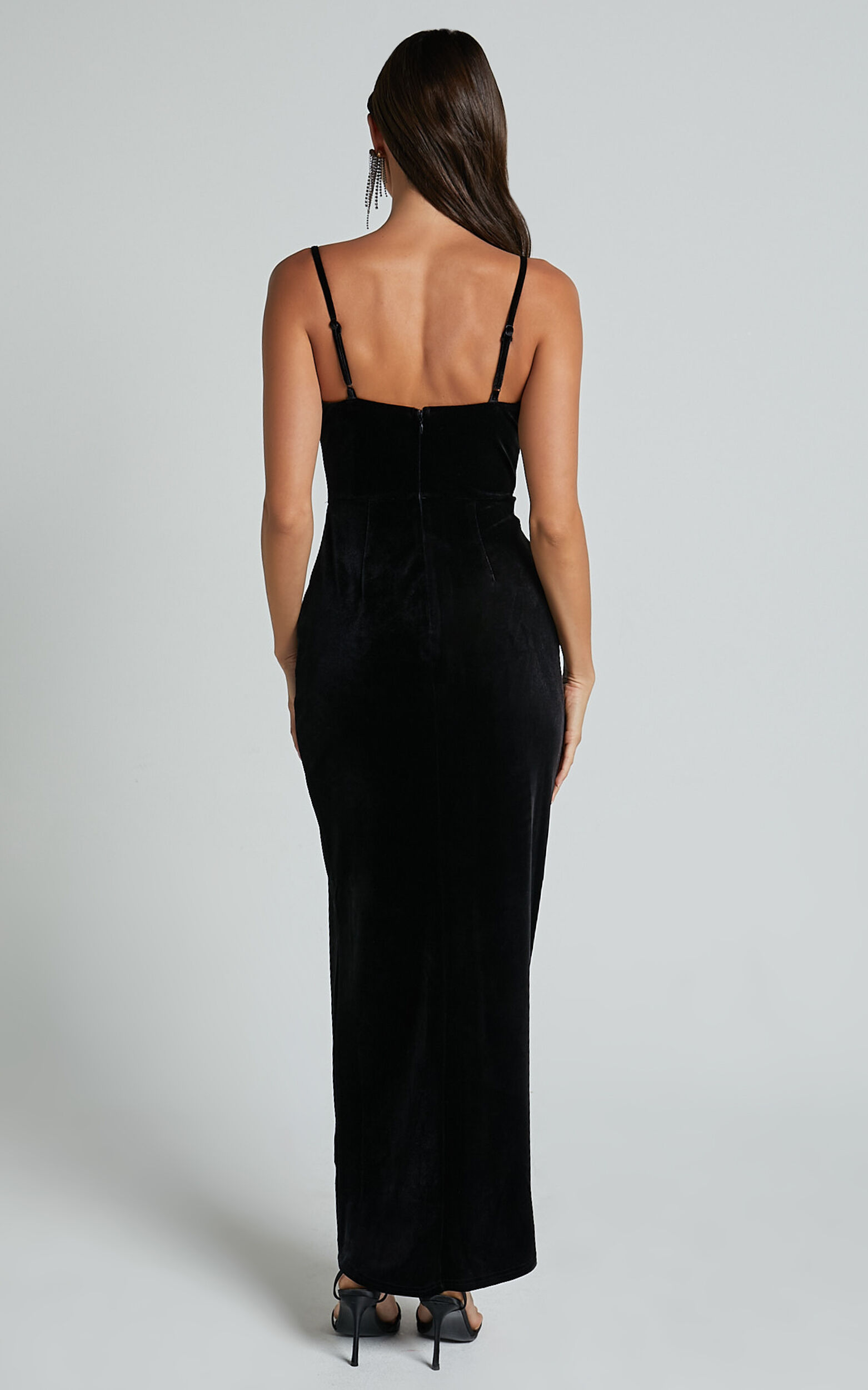 Black velvet cowl neck dress shop