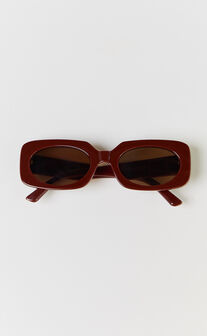 Shane Sunglasses - Rectangular Thick Frame Sunglasses in Burgundy