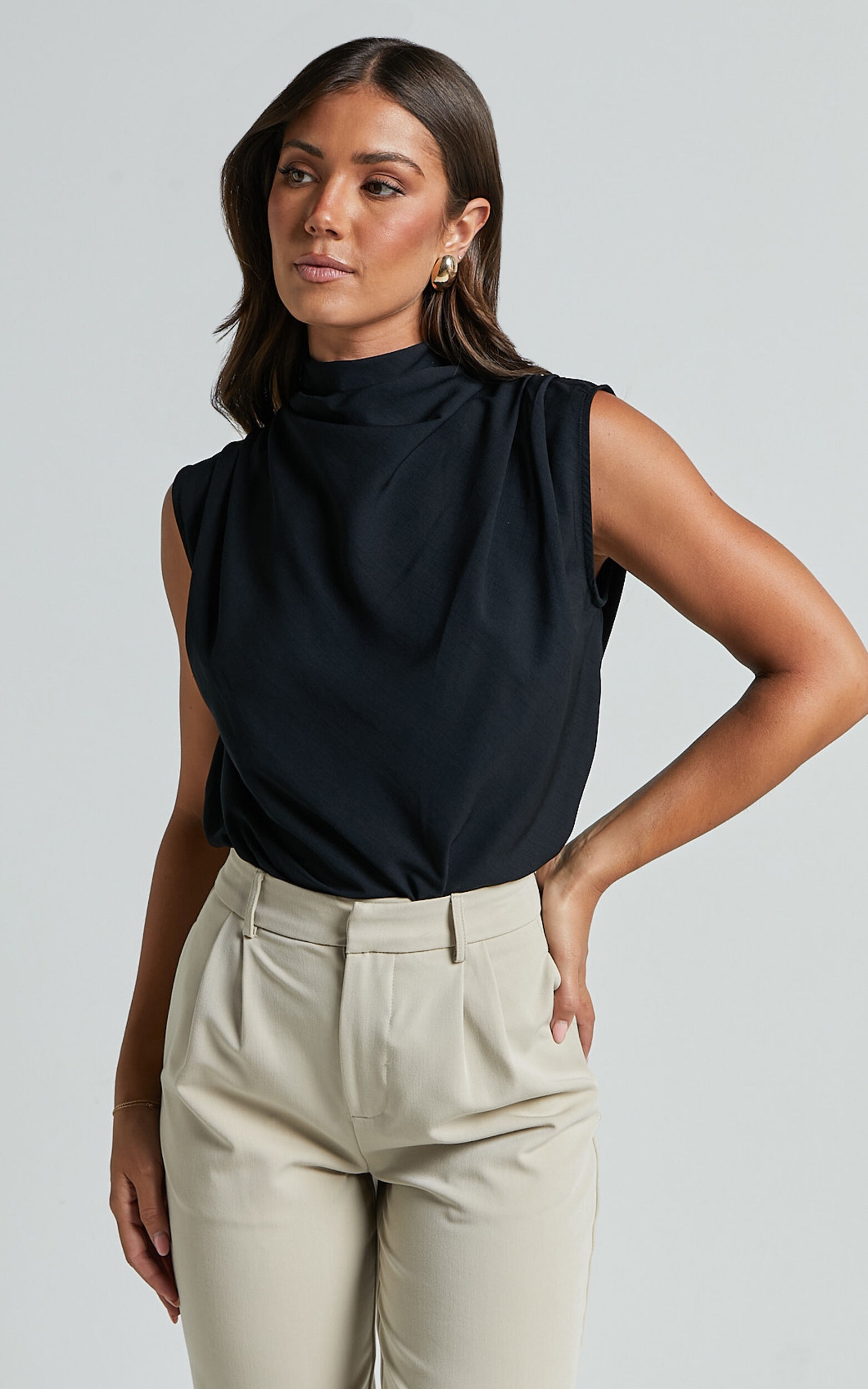 Arianae Top High Neck Top in Black Showpo USA