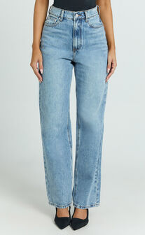 Nessa Jeans - High Waist Straight Leg Jeans in Light Blue Wash