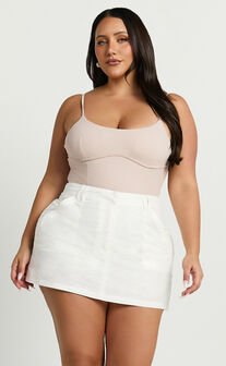 Dream Skort - High Waisted A Line Skort in Off White