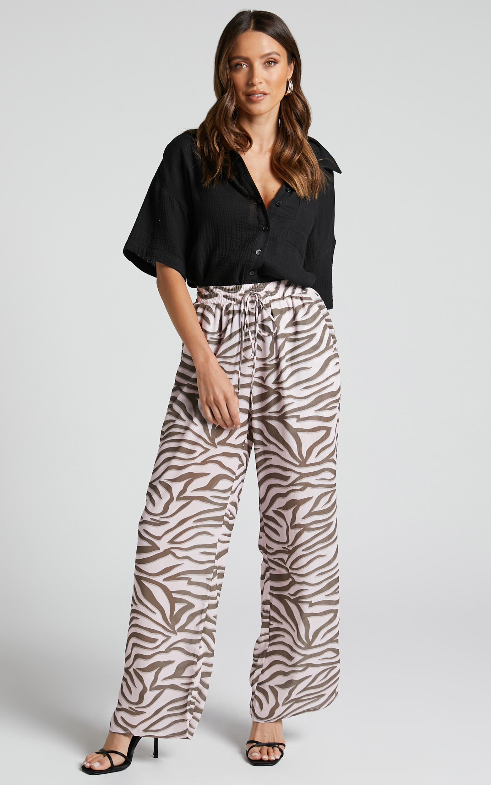 Aegir Pants - Mid Rise Relaxed Straight Leg Pants in Wild Zebra - 08, PNK1