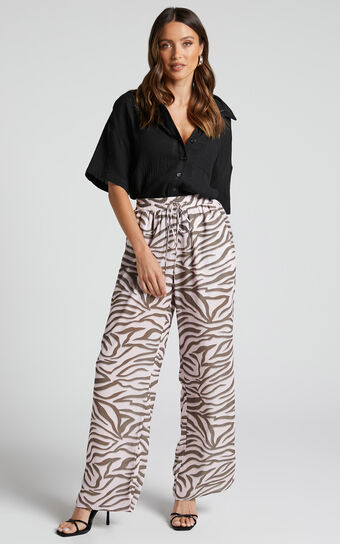 Aegir Pants - Mid Rise Relaxed Straight Leg Pants in Wild Zebra