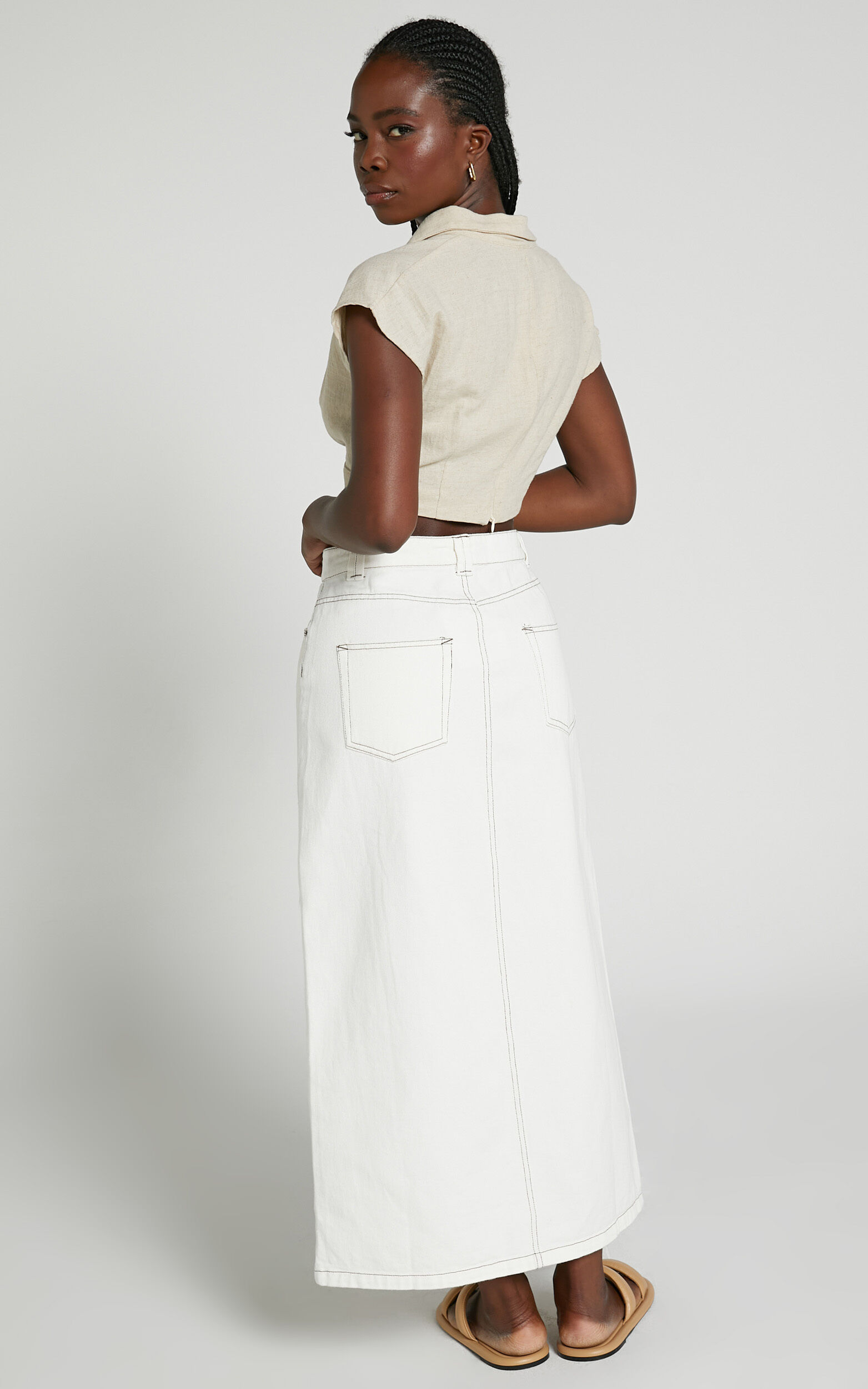 White midi skirt outlet split