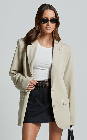 Lorcan Blazer - Oversized Boyfriend Fit Blazer in Stone