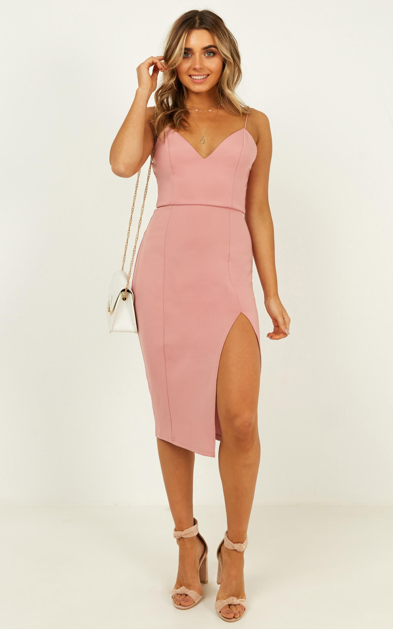 Big Ideas Midi Dress in Rose - 06, PNK3