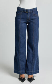 Ace Jeans - Wide Leg Denim Jeans in Indigo