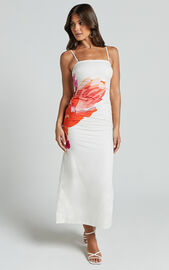 Kimber Midi Dress - With Detachable Shoulder Straps Dress in Pink and ...