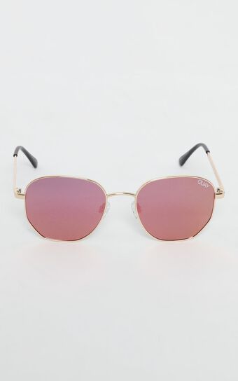 Quay - Big Time Sunglasses in Gold and Pink