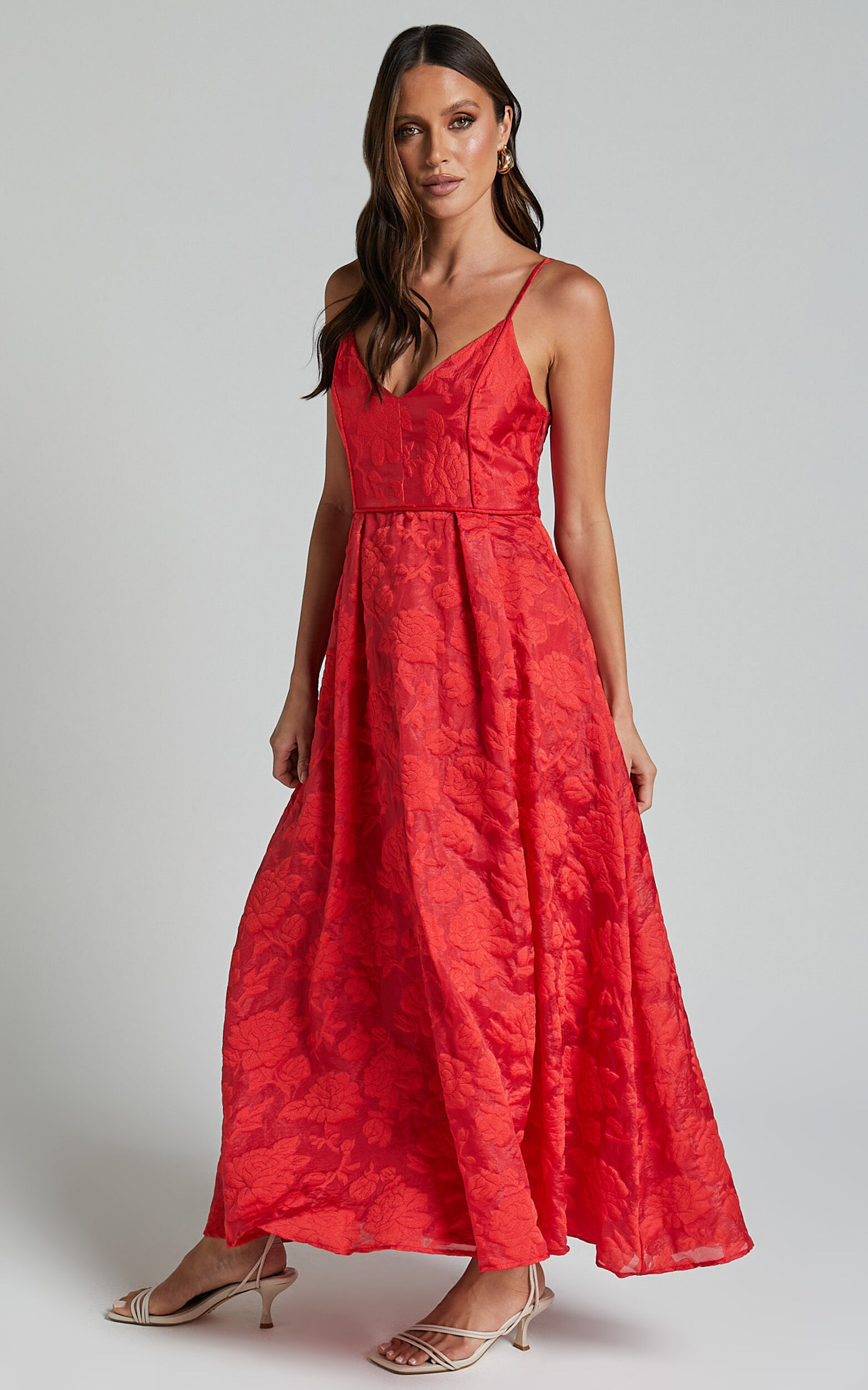 Red fit and flare cocktail dress best sale