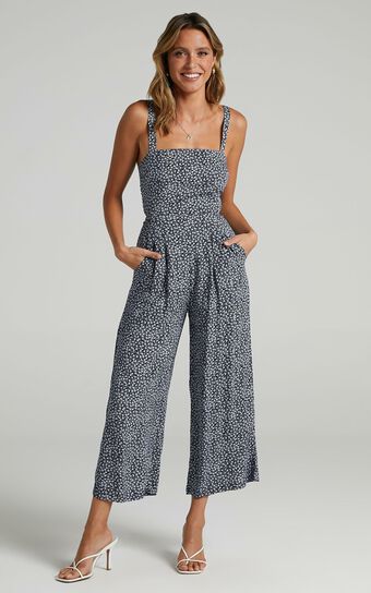 Life On The Road Jumpsuit in Navy Floral