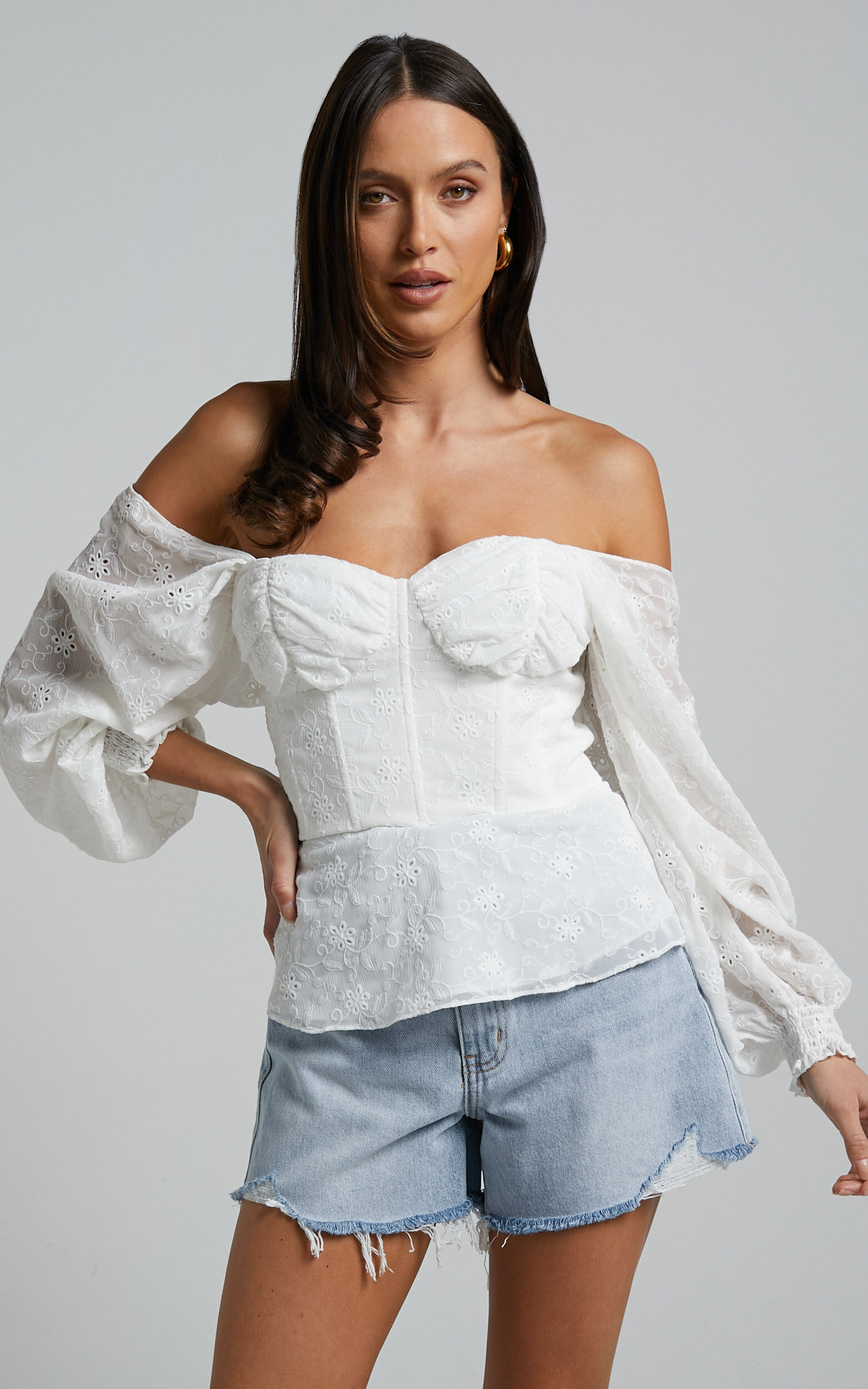 Off the sales shoulder bustier top