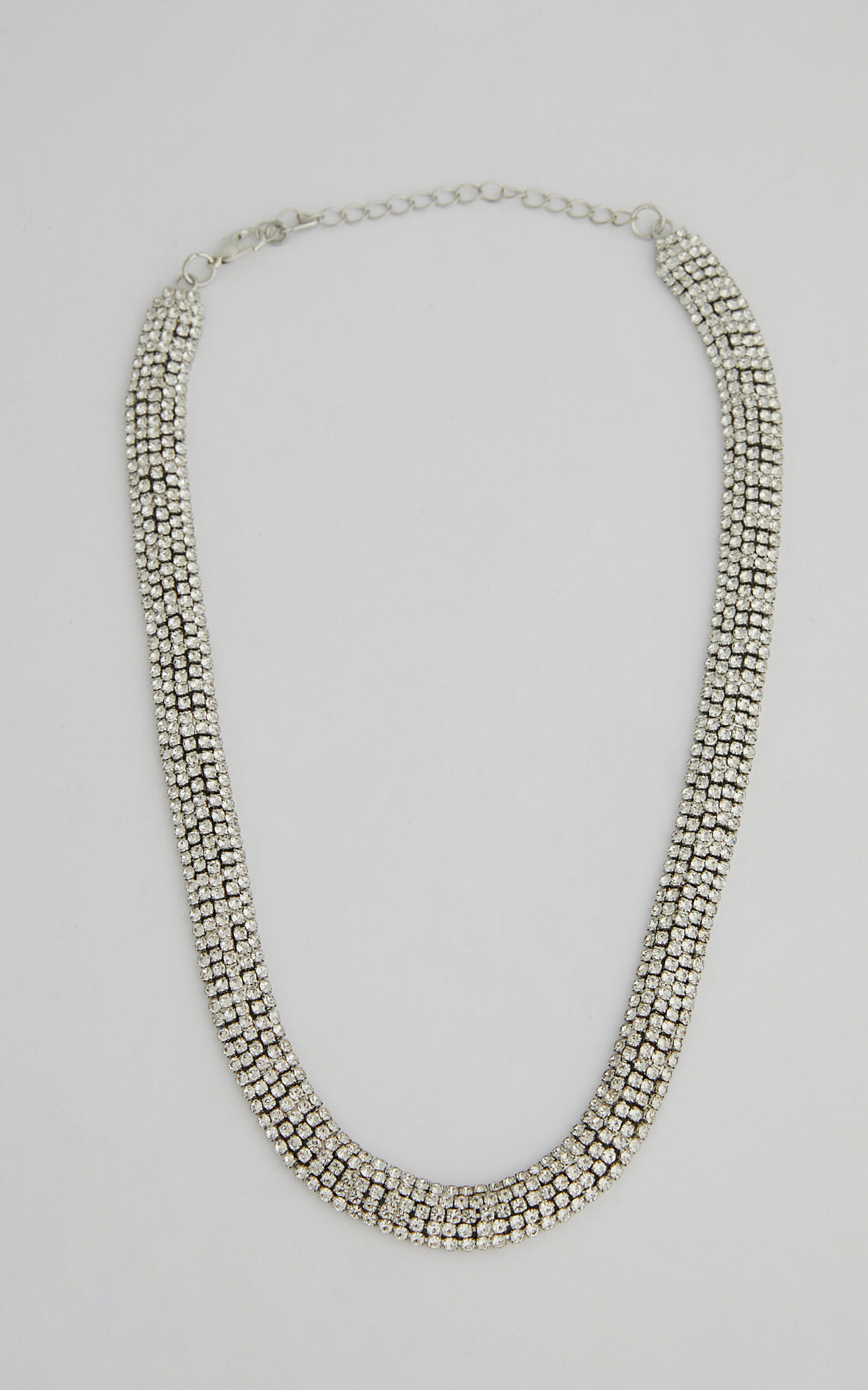 Silver diamante choker hotsell